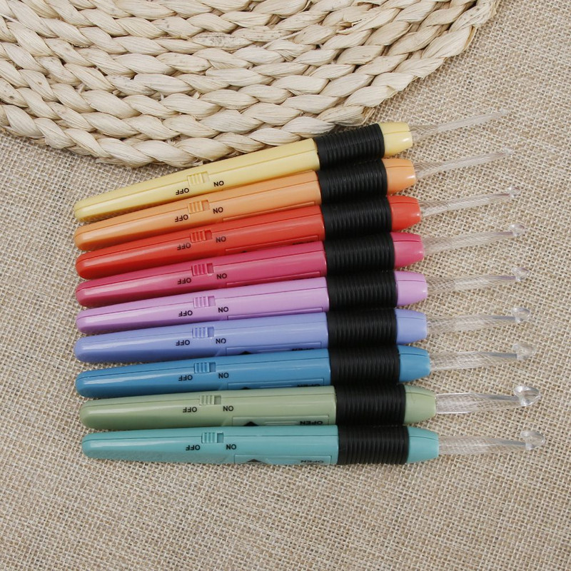 LED siuvimo adatos nėrimo kabliukai, adatos 2,5–6,5 mm, šviesos diodas, nėrimo kabliukas, mezgimo adatos, pynimo siuvimo priedai įrankis