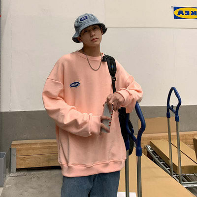 Bluză pentru bărbați cu model gratuit, cu decolteu oval și logo