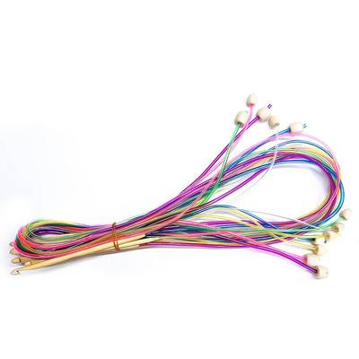 Ace de tricotat din bambus carbonizat Covor de țesut Covor Flexibil de croșetat afgan tunisian 10 mm - 3 mm Set de tricotat cu ac de țesut