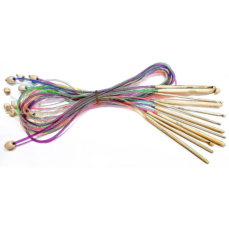 Ace de tricotat din bambus carbonizat Covor de țesut Covor Flexibil de croșetat afgan tunisian 10 mm - 3 mm Set de tricotat cu ac de țesut