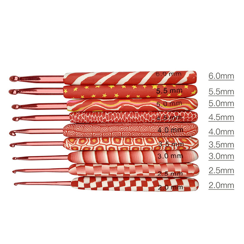 9 τμχ/Σετ Σετ βελονάκι ραπτικής Μαλακές κεραμικές κόκκινες βελόνες για βελονάκι Αρχική DIY Βελόνες πλεξίματος Εργαλεία ραπτικής