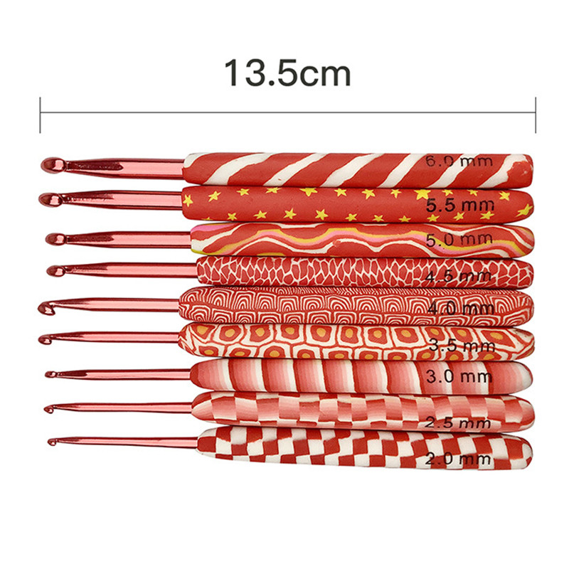 9 τμχ/Σετ Σετ βελονάκι ραπτικής Μαλακές κεραμικές κόκκινες βελόνες για βελονάκι Αρχική DIY Βελόνες πλεξίματος Εργαλεία ραπτικής