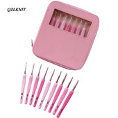 QZLKNIT 8 buc/set roz gradient cu mâner din plastic ace de croșetat aluminiu 2,5-6,0 mm trusă de instrumente de cusut pentru croșetat mijlociu