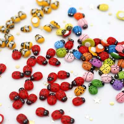 MINI Wood Bee Ladybug Krāsains ar līmi Mājas Ledusskapis Sienas Dekorācija DIY Roku darbs Bērnu dāvanu ballīšu aksesuāri 50/100gab.