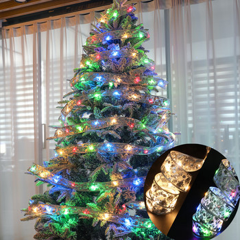 LED Фея Панделка Светлини Коледна украса Коледна елха Орнамент Лъкове Светлини Струна Navidad Natal Начало Декор Нова година 2023