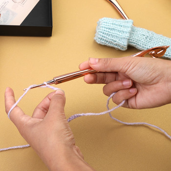 Горещи разпродажби куки за плетене на една кука Комплект игли за плетене с шарка Gold Fox Weave Craft Sweater Knitting Weaving Tools Kit Ring Knitting Loop
