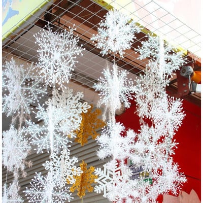 30/60/90pcs Χριστουγεννιάτικο Στολίδι με νιφάδα χιονιού Διακόσμηση Χριστουγεννιάτικου δέντρου για το σπίτι Λευκές νιφάδες χιονιού Διακόσμηση χειμερινού πάρτι Navidad 2021 Noel