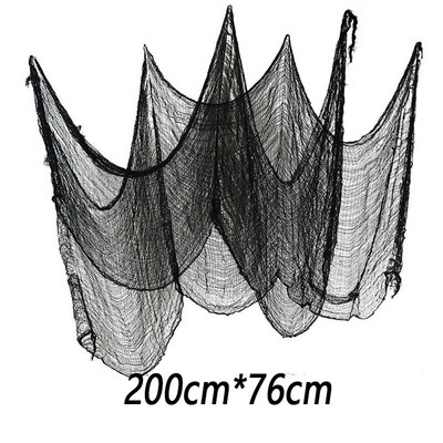 Jeziva tkanina za dekoraciju za Noć vještica Strašne scene za zabavu Rekvizit za horor Kuća Prozor Stol Vrata Mreža Crna tkanina od pređe Noć vještica Gaza