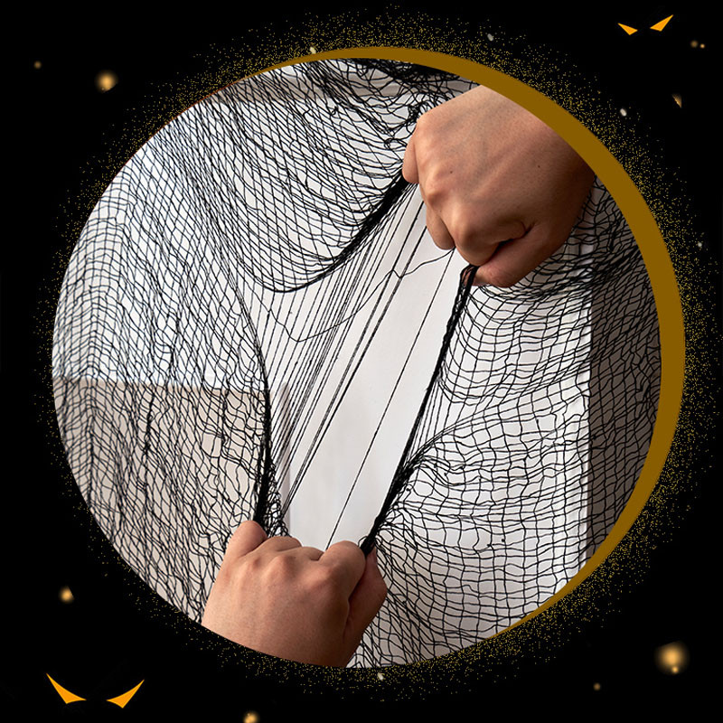 Jeziva tkanina za dekoraciju za Noć vještica Strašne scene za zabavu Rekvizit za horor Kuća Prozor Stol Vrata Mreža Crna tkanina od pređe Noć vještica Gaza