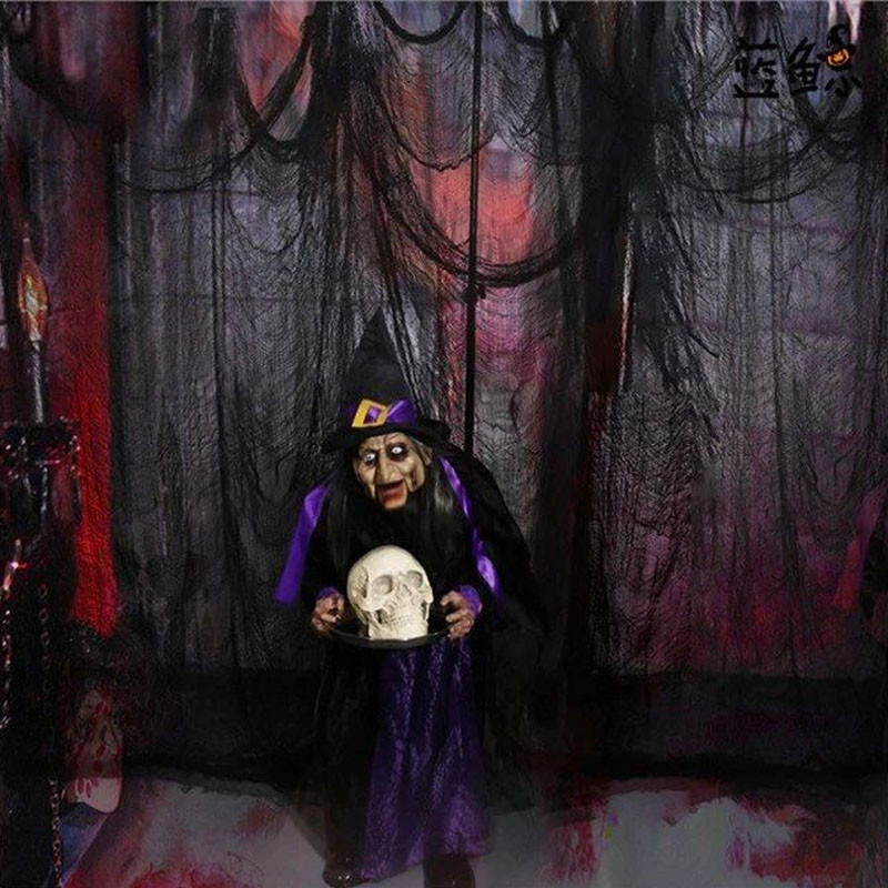 Jeziva tkanina za dekoraciju za Noć vještica Strašne scene za zabavu Rekvizit za horor Kuća Prozor Stol Vrata Mreža Crna tkanina od pređe Noć vještica Gaza