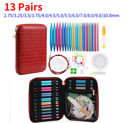 10/13 perechi de ace de tricotat circulare din aluminiu Set de inele pentru schimbarea capului ace de tricotat DIY instrumente de tricotat Accesorii de cusut