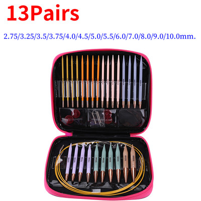 10/13 perechi de ace de tricotat circulare din aluminiu Set de inele pentru schimbarea capului ace de tricotat DIY instrumente de tricotat Accesorii de cusut