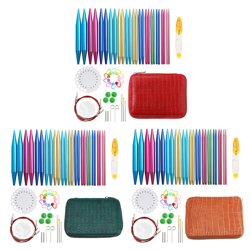 10/13 perechi de ace de tricotat circulare din aluminiu Set de inele pentru schimbarea capului ace de tricotat DIY instrumente de tricotat Accesorii de cusut