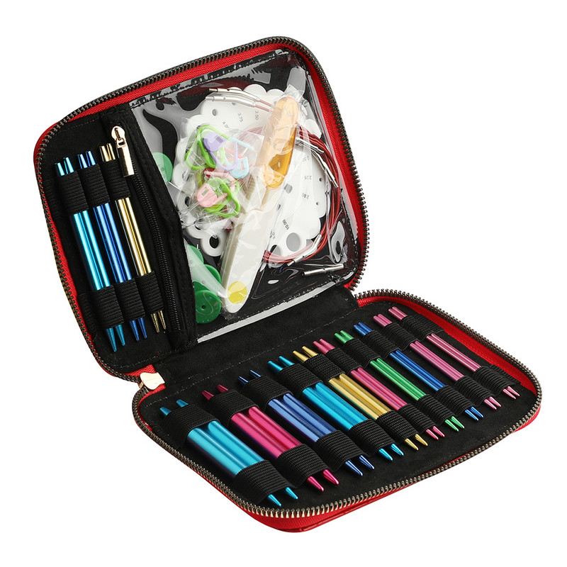 10/13 perechi de ace de tricotat circulare din aluminiu Set de inele pentru schimbarea capului ace de tricotat DIY instrumente de tricotat Accesorii de cusut