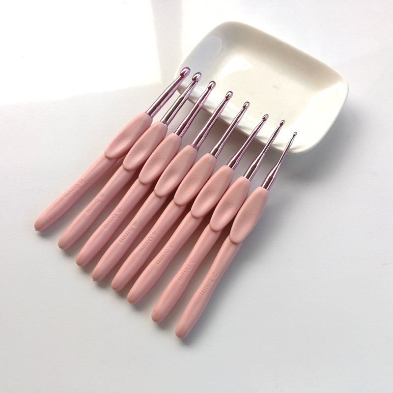 8 τμχ Σετ βελονάκι 2,0-6,0 mm Αλουμίνιο εργονομικές βελόνες για βελονάκι με μαλακές βελόνες από μαλακό καουτσούκ