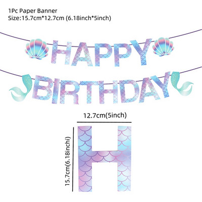 Merineitsipidu värvilise kestaga ühekordselt kasutatavad lauanõud Suvine merealune rannapidu Väike merineitsi tüdrukute 1. sünnipäevapeo sisustus