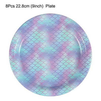 Merineitsipidu värvilise kestaga ühekordselt kasutatavad lauanõud Suvine merealune rannapidu Väike merineitsi tüdrukute 1. sünnipäevapeo sisustus