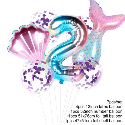 Merineitsipidu värvilise kestaga ühekordselt kasutatavad lauanõud Suvine merealune rannapidu Väike merineitsi tüdrukute 1. sünnipäevapeo sisustus