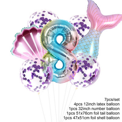 Merineitsipidu värvilise kestaga ühekordselt kasutatavad lauanõud Suvine merealune rannapidu Väike merineitsi tüdrukute 1. sünnipäevapeo sisustus