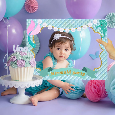 Merineitsipidu värvilise kestaga ühekordselt kasutatavad lauanõud Suvine merealune rannapidu Väike merineitsi tüdrukute 1. sünnipäevapeo sisustus