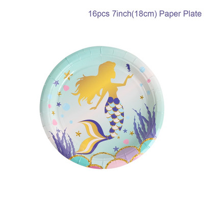 Merineitsipidu värvilise kestaga ühekordselt kasutatavad lauanõud Suvine merealune rannapidu Väike merineitsi tüdrukute 1. sünnipäevapeo sisustus