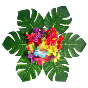 Изкуствени тропически палмови листа Хавайско парти Луау Алоха Тема за лятна джунгла Парти украса Сватба Рожден ден Декорация на маса за дома