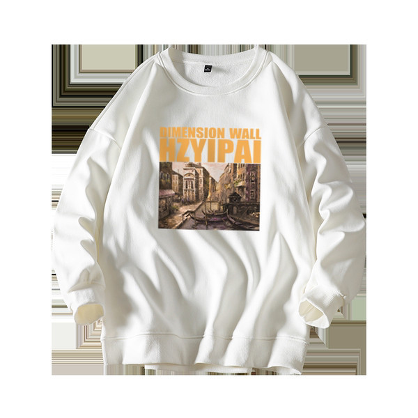 Plaša modeļa vīriešu blūze ar ovālu kakla izgriezumu un krāsainu apdruku