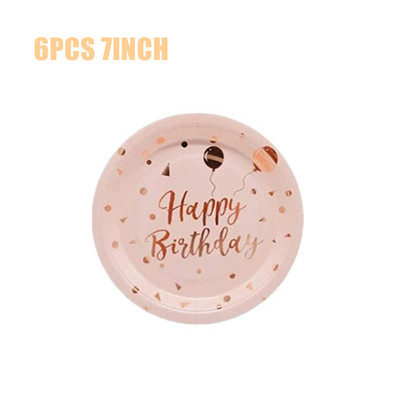 Dekoracije za rođendanske zabave od ružičastog zlata Jednokratno posuđe Papirnati tanjuri Šalice za djevojke Potrepštine za zabavu od ružičastog zlata