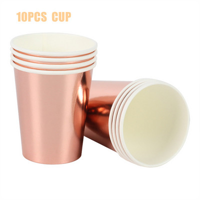 Dekoracije za rođendanske zabave od ružičastog zlata Jednokratno posuđe Papirnati tanjuri Šalice za djevojke Potrepštine za zabavu od ružičastog zlata