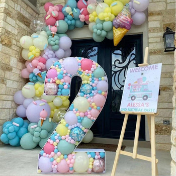 73cm Big Number Πλαίσιο Stand Μπαλόνι Γέμισμα Κουτί DIY Baby Shower Γράμμα γενεθλίων Αλφάβητο Μωσαϊκό Επετειακό Στολισμός γάμου