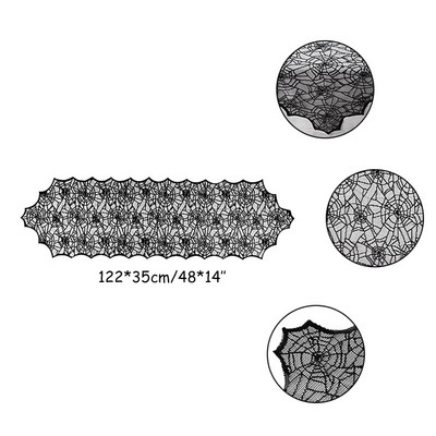 Halloweeni kaunistus pits ämblikuvõrk luustik Kolju laudlina must kamin mantel sall ürituse peokaunistused