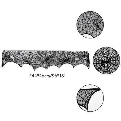 Halloweeni kaunistus pits ämblikuvõrk luustik Kolju laudlina must kamin mantel sall ürituse peokaunistused