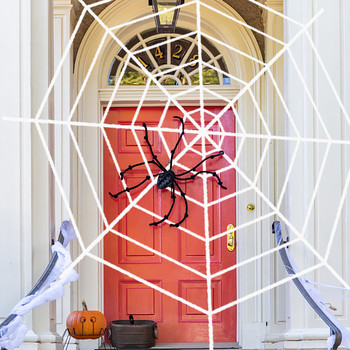 150/200 εκ. Μαύρη τρομακτική γιγάντια αράχνη Τεράστια διακόσμηση αποκριάτικου ιστού αράχνης για στοιχειωμένο σπίτι σκηνικά στο σπίτι Διακοσμητική εξωτερική διακόσμηση