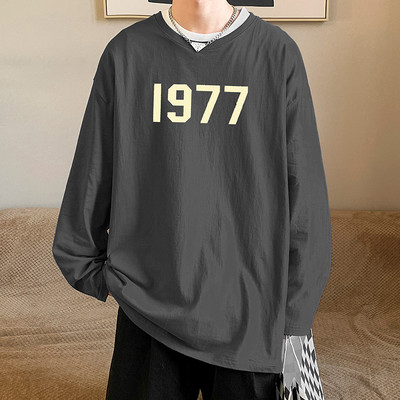 Bluza casual barbatesc cu decolteu rotund - model lat