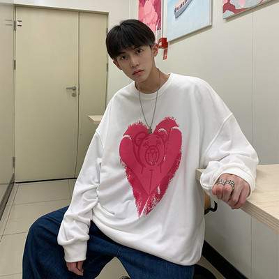 Moderna muška bluza s printom medvjeda i ovalnim dekolteom