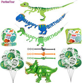 Baner s temom dinosaura, 3-metarski banner u obliku dinosaura Jungle Safari Party Baby Shower Dekoracija za rođendansku zabavu s dinosaurusima za djecu, dječake
