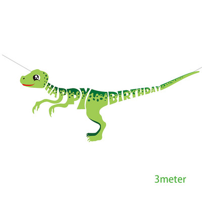 Baner s temom dinosaura, 3-metarski banner u obliku dinosaura Jungle Safari Party Baby Shower Dekoracija za rođendansku zabavu s dinosaurusima za djecu, dječake