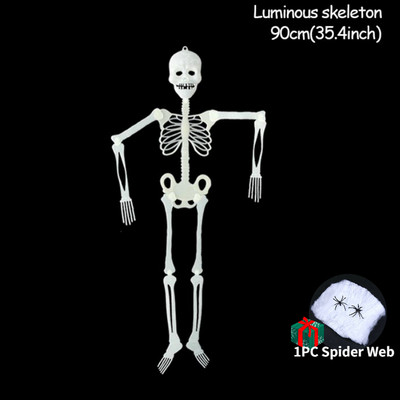 150 cm-es ijesztő Halloween dekoráció világító függő dekoráció tető kültéri buli horror világító mozgatható koponya Halloween csontváz kellék