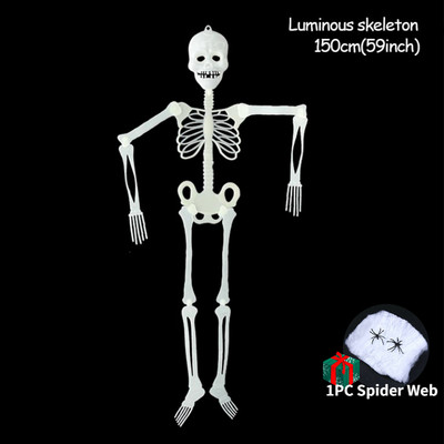 150 cm-es ijesztő Halloween dekoráció világító függő dekoráció tető kültéri buli horror világító mozgatható koponya Halloween csontváz kellék