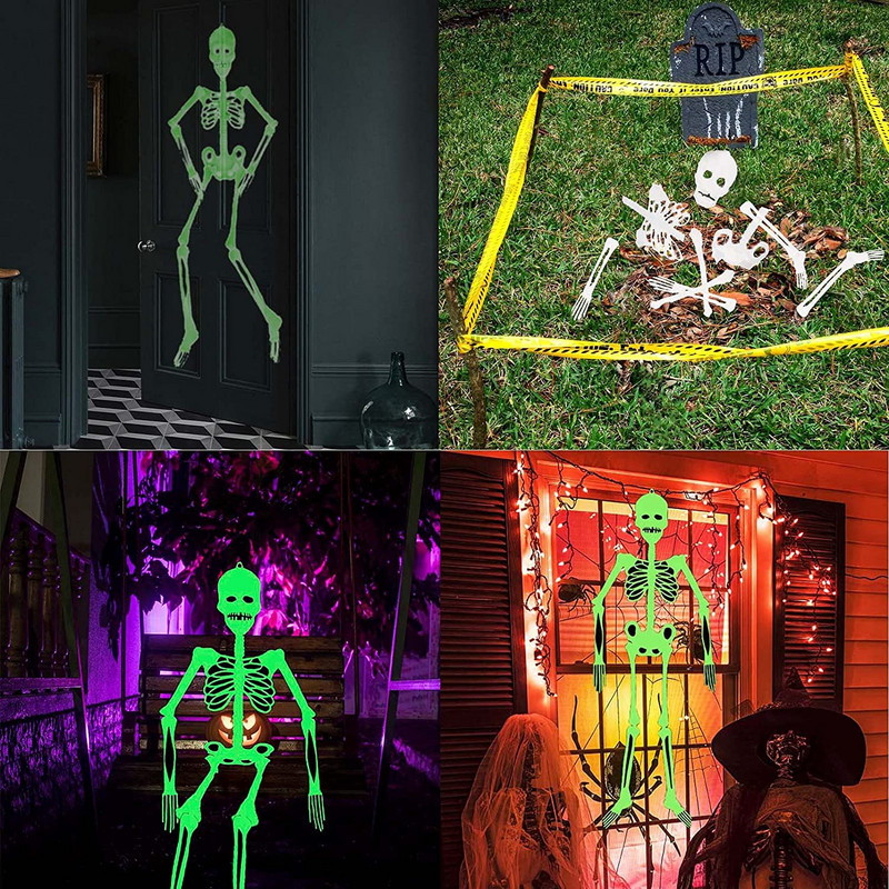 150 cm-es ijesztő Halloween dekoráció világító függő dekoráció tető kültéri buli horror világító mozgatható koponya Halloween csontváz kellék