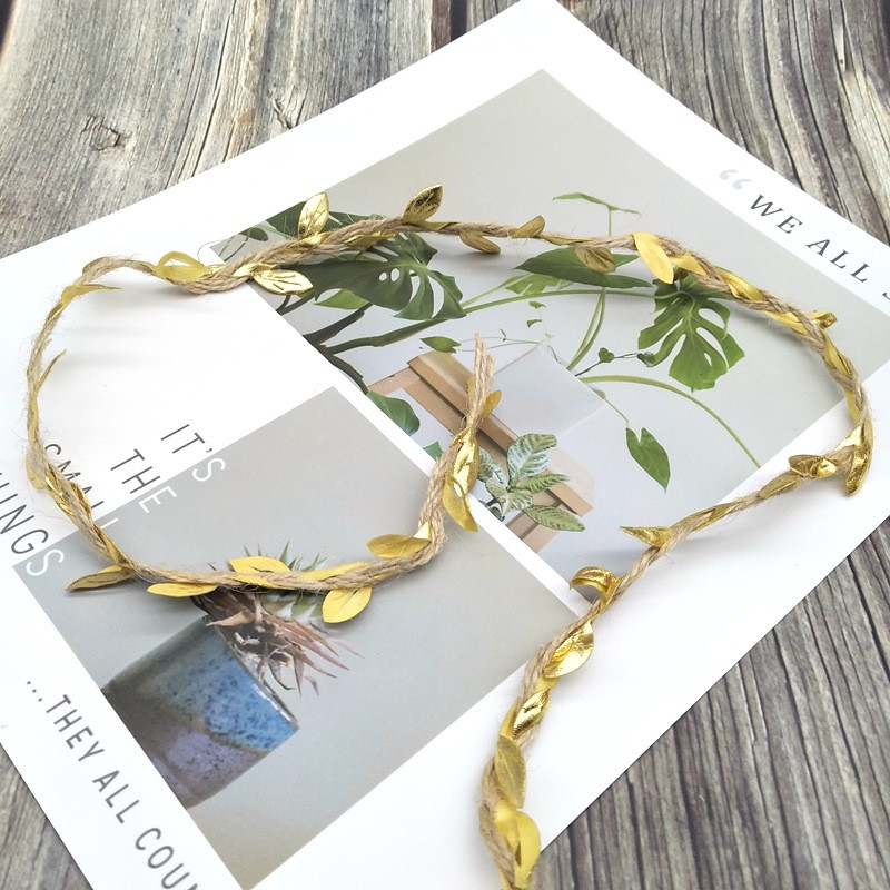 Προσομοίωση Πράσινα φύλλα Ύφανση σχοινί κάνναβης DIY Γάμος Γενέθλια Γάμος Διακόσμηση Rattan Δώρο Μπουκέτο Συσκευασία Σχοινί 5mm 5αυλή