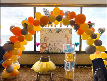 Animal Boy Girl Διακόσμηση για τα πρώτα γενέθλια Παιδικό Όνομα Προσαρμογή διαφανές κουτί Γράμμα με μπαλόνι Κουτί δώρου Baby Shower