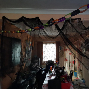 Μαύρη αποκριάτικη γάζα 72Χ186 εκ. ανατριχιαστικό ύφασμα Μαύρο δίχτυ Διακόσμηση ιστού αράχνης Διακόσμηση πάρτι για το σπίτι τρόμου για το Halloween