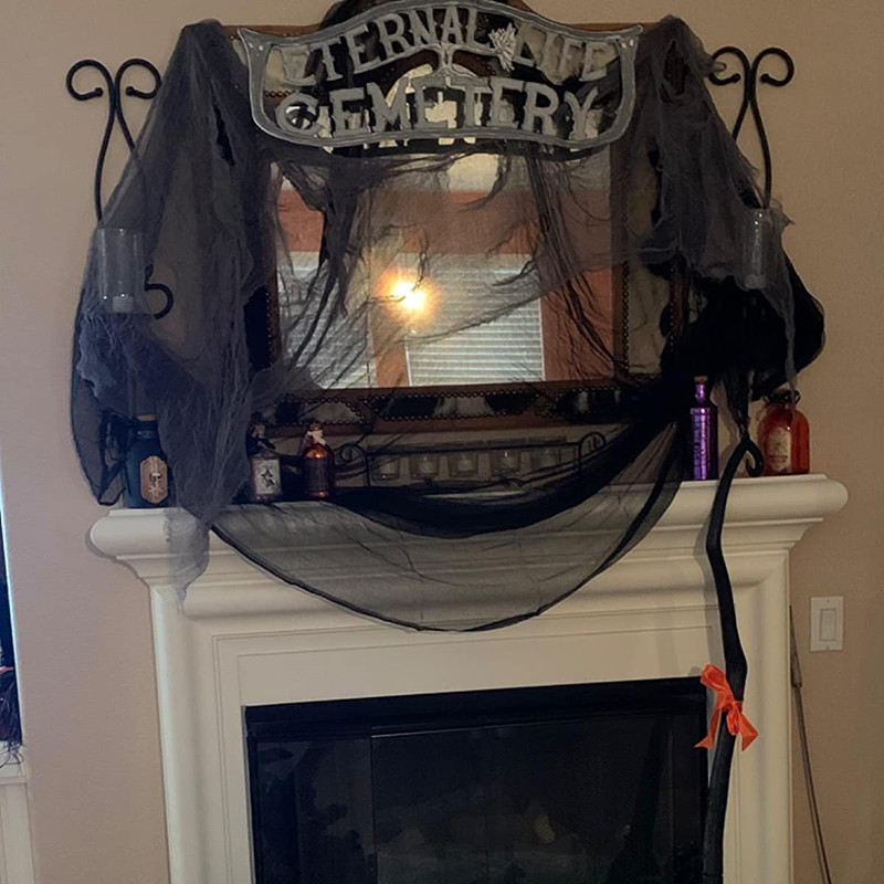 Must Halloweeni marli 72x186 cm jube riie must võrk ämblikuvõrgu sisekujundus Halloweeni õudusmaja peokaunistus