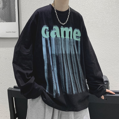 Laia mudeli meeste pluus kirja ja ovaalse kaelusega