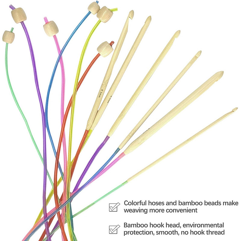 Skatinimas! 23 vnt Tuniso nėrimo kabliukų rinkinys, kurį sudaro plastikinis kabelis Afganistano nėrimo kabliukas ir Tuniso afganų aliuminio mezgimo adata