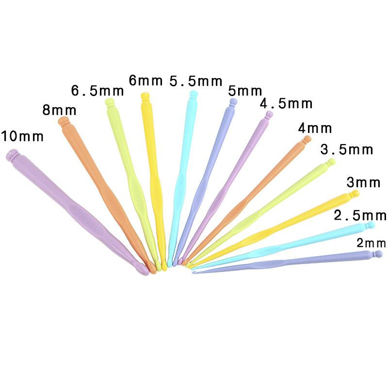 12 τμχ Πλαστικά βελονάκια Κιτ βελόνες πλεξίματος Πολύχρωμες βελονιές Σετ βελονάκι χειροτεχνίας Εργαλεία ύφανσης DIY Είδη ραπτικής για το σπίτι