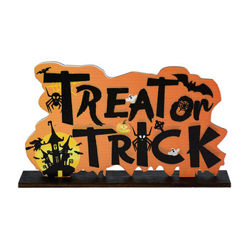 Дървени орнаменти за Хелоуин Тиквен призрак Трик или лакомство Висулки Хелоуин парти украса за домашна врата Висящи знаци Детска играчка