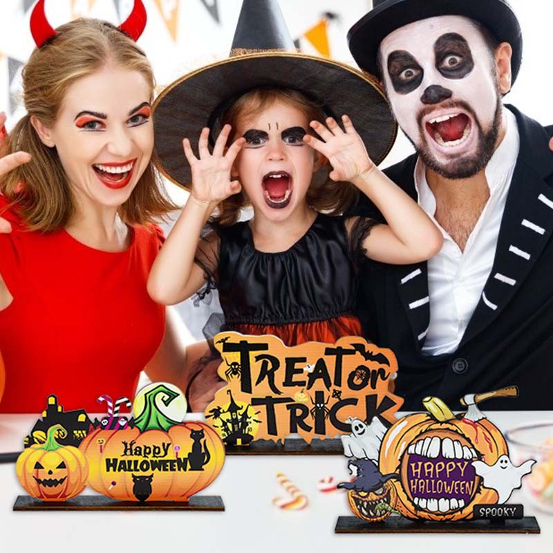 Drveni ukrasi za Noć vještica Pumpkin Ghost Trick or Treat Privjesci Halloween Party Dekoracije za kućna vrata Viseći znakovi Dječja igračka