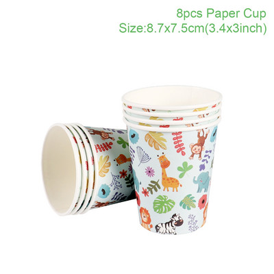 Pădure Animale din junglă Veselă de unică folosință Junglă Safari Zi de naștere Copil Zoo Maimuță Leu Zebră Elefant Un prim băiat Pădure